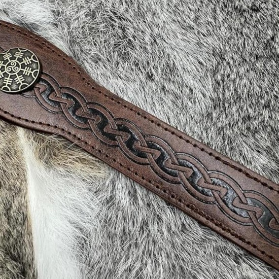 HiiFeuer Medieval Embossed Faux Leather Headpiece, Retro Renaissance Adjustable Headband, Cosplay Costume Accessories