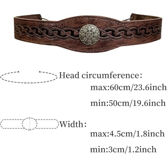 HiiFeuer Medieval Embossed Faux Leather Headpiece, Retro Renaissance Adjustable Headband, Cosplay Costume Accessories
