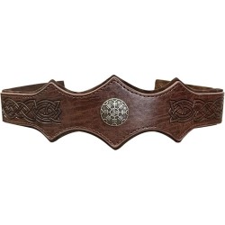 HiiFeuer Medieval Embossed Faux Leather Headpiece, Retro Renaissance Adjustable Headband, Cosplay Costume Accessories