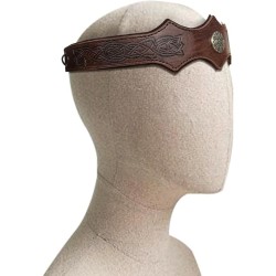 HiiFeuer Medieval Embossed Faux Leather Headpiece, Retro Renaissance Adjustable Headband, Cosplay Costume Accessories