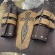 HiiFeuer Medieval Faux Leather Embossed Double Back Sword Frog, Adjustable Renaissance Knight Mercenary Sword Holster HiiFeuer Medieval Faux Leather Embossed Double Back Sword Frog, Adjustable Renaissance Knight Mercenary Sword Holster