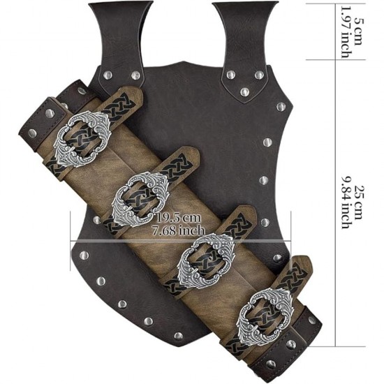 HiiFeuer Medieval Faux Leather Sword Frog, Vintage Middle Ages Sword Holster, Mercenary Knight Adjustable Dagger Holster